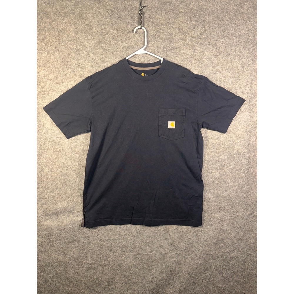 Carhartt Mens Dark Navy Blue Short Sleeve Work T Shirt Size Large Cotton